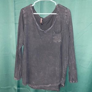 TORRID long sleeve tee with pocket washed navy